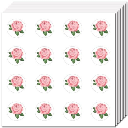 CREATCABIN 128Pcs 8 Sheets Pink Rose Stickers Small Flower Sticker Self-Adhesive Waterproof plastic plant Decals Planner Stickers for Scrapbooking Envelope Journaling Helmet Laptop Decoration 0.98Inch
