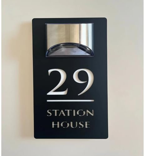 Numeros Casa Exterior Acrilico Personalizado,Personalizada Letreros Luz Led Número Casa Exterior Con Luz Solar,Números Y Placas De Dirección,3D Moderno Placas De Nombre (Negro Blanco,25 * 45cm)