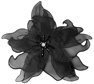 Broche à Fleurs En Tissu Organza Exagéré Pour Femmes Et Filles Grandes Perles Corsage Boutonnière Épingles à Revers Délicates Pour Mariage Anniversaire Vacances Robe Accessoires Cadeau (noir)