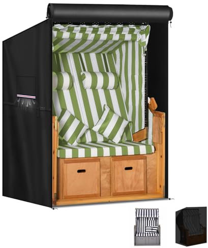 LAMUNI Funda para Sillón de Playa, 420D Oxford Cubierta para Silla de Playa de Mimbre, Anti UV Funda Impermeable para Silla de Playa, Cubierta Protectora para Sillón de Playa, 120x90x160/145cm