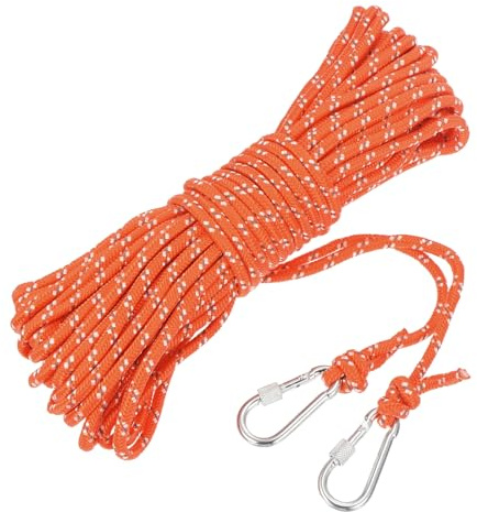 sourcing map Corda di ancoraggio cava in polipropilene intrecciato da 1/4 di pollice 20,1 m, con gancio, corda galleggiante in nylon per salvataggio in piscina, corda di ancoraggio per barca,