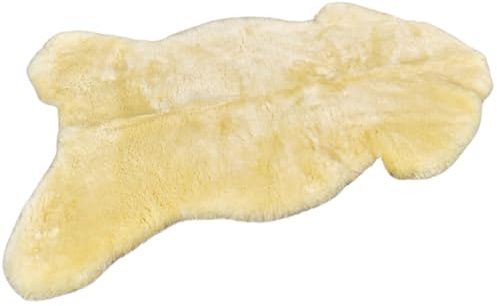 APREGGIO - Tappeto in vera pelle di pecora Relugan giallo – Coperta in pelle di pecora naturale – Morbidi tappeti per soggiorno – Morbida pelliccia di agnello – Tappeto da pavimento – Tappeto da