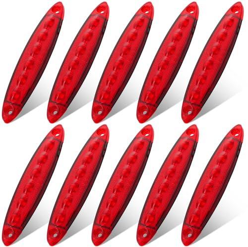 Justech 10pcs 6LED Side Marker Lights 12V Rear Lights 3030 SMD Indicator Lamps Universal Waterproof for Truck Trailer Van Caravan Lorry Car Bus-Red