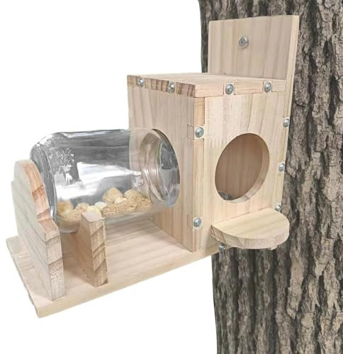 yupeuooe Eichhörnchen-Futterspender - Eichhörnchen-Futterkasten aus für den Außenbereich im Hinterhof | Sichere und lustige Eichhörnchen-Futterbox für Ihren Gartenbaum