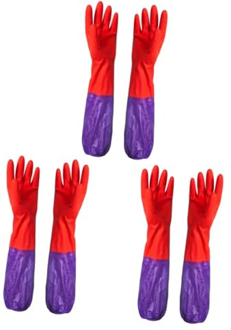 Didiseaon 3pairs Warm Kitchen Gloves Long Rubber Dishwashing Household Washing Clothes Gloves