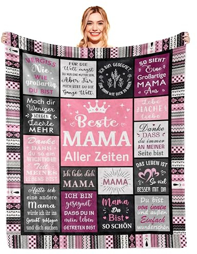 Geschenk für Mama Weihnachten, Mama Geschenk, Mutter Tochter Geschenk, Mama Geburtstagsgeschenk, Beste Mama Geschenk zum Geburtstag,, Besondere Geschenke Mama, Muttertagsgeschenk Decke 150x130CM