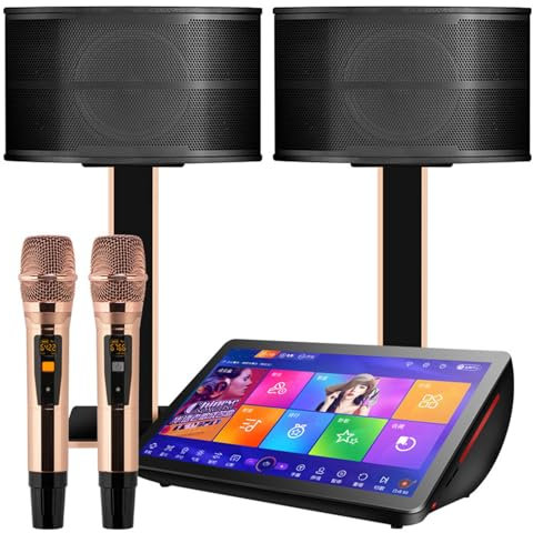 BDJSN Reproductor KTV Profesional De 19,5 Pulgadas, Sistema De Karaoke con Pantalla Táctil Capacitiva con Micrófono Inalámbrico Y Altavoz De 10 Pulgadas, Control Inteligente De Aplicaciones De Voz
