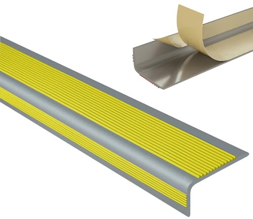 Treppenkantenprofil Selbstklebend, Stufen-Kantenprofil Aus PVC Gummi, Vinyl-Anti-Rutsch-Treppenkante, Treppen-Kantenprofil Selbstklebend, Bodenprofil Ungelocht Zum Kleben, Flexible Gummistufen(Grayish