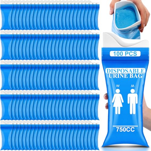 Colingmill 100 Pcs Disposable Urine Bag 700 ml Pee Bags for Travel for Women/Men Camping Pee Bags Bulk Unisex Emergency Urine Bag Vomit Bags, Toilet Traffic Jam Pregnant, Patient Portable