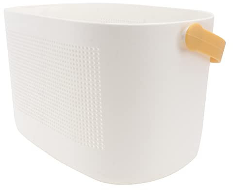 Alipis Portable Toiletries Organizing Basket with Handle Hollow-out Drain Storage Basket Lemon Yellow Plastic Multi-purpose for Travel and Home Use
