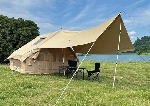 LTCANOPY Aufblasbares Zelt für 4 Personen mit 600D Oxford-Gewebe, inklusive Regenfliege und Luftpumpe, einfache Installation