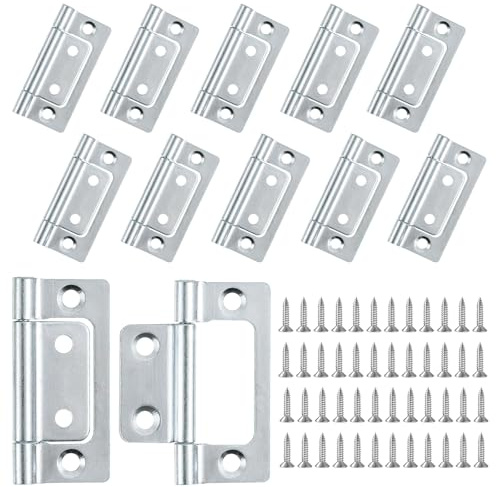 12 Pcs 2 Inch Bifold Door Hinges, No Mortise Bifold, Bearing Mute Flush Door Hinges, Silent for Wooden Doors, Cabinets, Windows, and Wardrobes