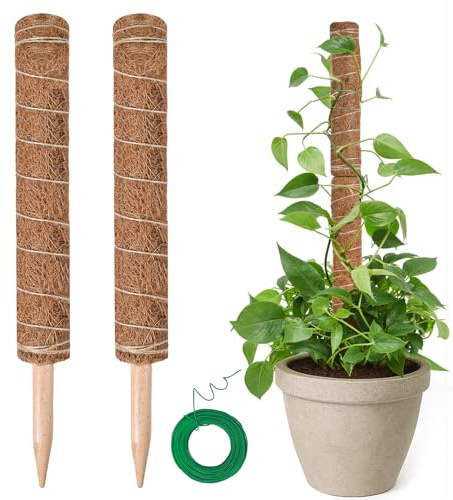Moss Pole for Plants, Garden Sage 2 Pieces of 16 Inch Expandable Monstera Moss Pole kit for Indoor Outdoor Climbing Plants to Grow Upwards