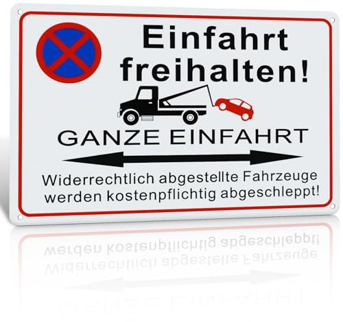 FLEXNOVA 30×20cm Einfahrt Freihalten Schilder Aluminium, Ausfahrt Freihalten Schild Metall, Einfahrt Freihalten Schilder Parken Verboten UV-beständig für Außenbereich Innenbereich