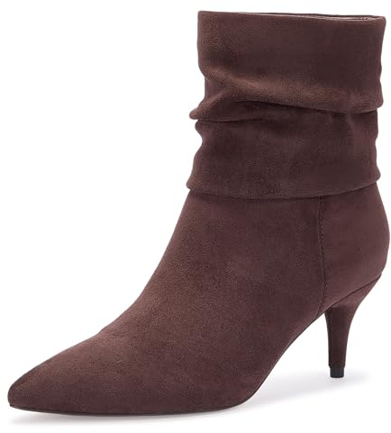CosyFever Slouch Ankle Boots for Women, Pointed Toe 2.6 Inch Mid Stiletto Heel Booties,Ruched Dress Booties for Date Night,Party & Evening Outfits