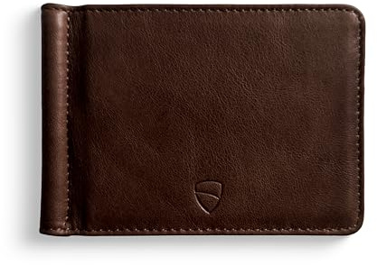 Vaultskin Brompton Slim Wallet Herren, Geldklammer, Leder, RFID (Braun) | Minimalistische Geldbörse mit Money Clip für 8-10 Karten und Scheine ungefaltet, Mini Portmonee und Geldbeutel, Geschenkbox
