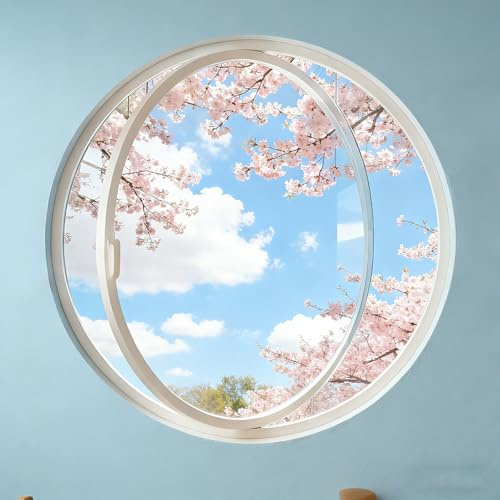 BYJSJY Rundes Fenster Mit Zentraler Drehachse,Kellerfenster,Rundfenster mit Aluminiumrahmen und 0,5 cm Sicherheitsglas,Flügelfenster,Geeignet für Verschiedene Gebäudearten(White,50cm/19.7in)