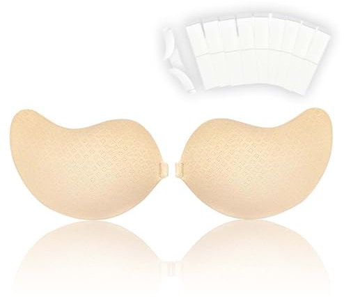 ORGOT Sticky Bra Push Up, Adhesive Strapless Bra for Women, Reusable Invisible Backless Stick on Bra, Self-Adhesive Bra for Strapless Backless Dress Beige
