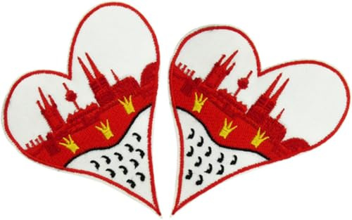 2er Set Bügelbild-Stoff, Wappen Herz-Skyline, zuer Veredelung, DIY