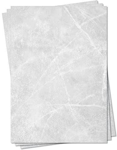 Gastronomie Papier (Grau-Eis-Marmor, DIN A5, 250 Blatt, MPA-5260) für Speisekarten. Marmoriertes Papier, Marmorpapier grau einseitig bedruckt