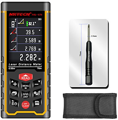 Nktech - Télémètre laser - 50 m, 70 m, 100 m - Outils - Mètre, pouce, pied - Mesure d'angle - Rechargeable par USB - Écran TFT en couleurs