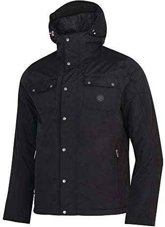 Dare 2b Herren Exertion Waterproof & Breathable High Loft Insulated Hooded Lifestyle Ski & Snowboard Jacket with Detachable Snowskirt wasserdichte, isolierte Jacken, Schwarz, Größe S