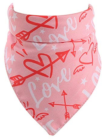 Egurs Bandana für Hund,Valentinstag Hundehalstuch,Hund und Katze Dreieckstuch,Rose,Love, I Love You,Schwarz,Weiße Pink