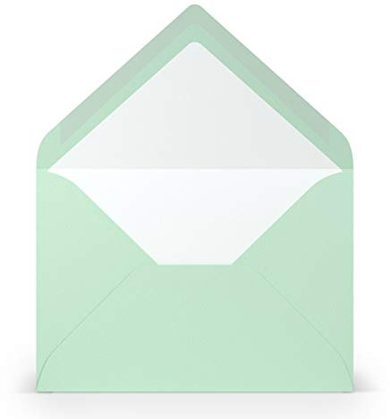 PAPERADO 50 Briefumschläge DIN B6 Mint gerippt Eukalyptus Hell-Grün - 100 g/m² Kuvert Ohne Fenster 17,8 x 12,5 cm - Umschläge mit Nassklebung spitze Klappe