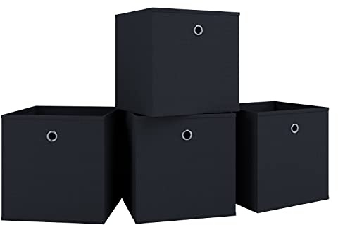 VCM 4-set vikbar låda fällbox samlingslåda tygbox hyllbox hyllkorg boxas svart