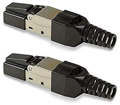 Faconet 2 conectores de red RJ45 CAT 6 A hasta 10 GBit/s, compatible con CAT 7 CAT 7A, sin herramientas, conector para cable de red, cable LAN