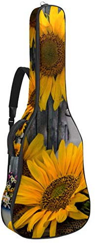 Gitarren-Gigbag, wasserdicht, Reißverschluss, weicher Gitarren-Rucksack, Bassgitarre, Akustik- und klassische Folk-Gitarren-Tasche, Sonnenblumen-Wildblumen