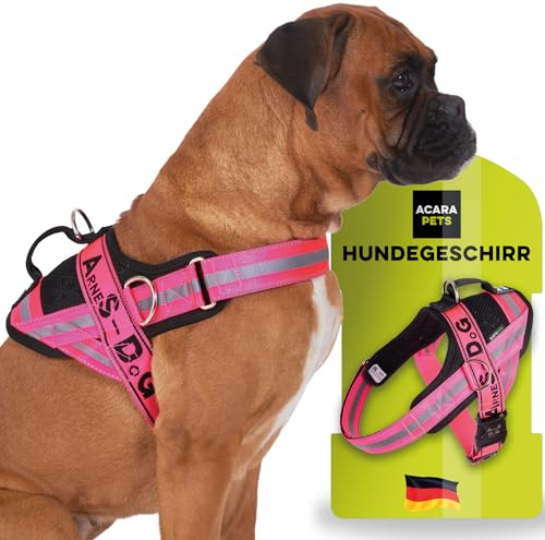 Hundegeschirr mit 3 Metallringankern zur Befestigung an der Brust oder Brust des Hundes, ohne den Hals des Hundes zu ersticken. (Rosa, M)