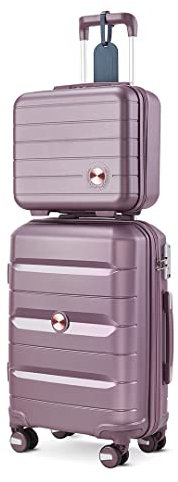 Somago 50,8 cm Handgepäck und 35,6 cm Mini-Kosmetikkoffer, Reise-Set, Spinner, leichter Polypropylen-Koffer mit TSA-Schloss, YKK-Reißverschluss, Hartschalengepäck-Set, 2-teilig, Elegantes Violett,