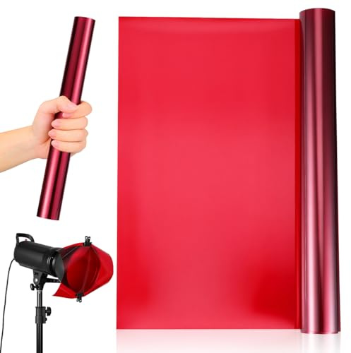 OSALADI Coloured Overlays Lighting Filter for Flash Light Transparent Color Filters Correction Gels for Lighting Studio Video Recording Diffuser Red Transparency Film