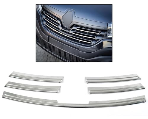 ROBUST 5 Pcs Chrome Front Radiator Grill Trim Stainless Steel for Renault Trafic 2014 Onwards