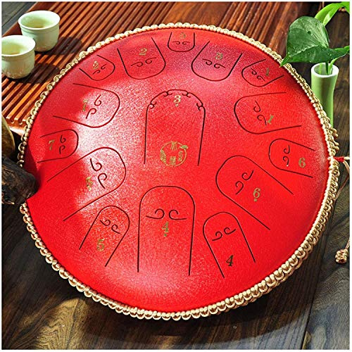 Steel Tongue Drum, 14 Zoll 15 Tone Zungentrommel Ätherische Trommel Stahl Handpan Drum Schlagzeug Instrument für Meditation Yoga Klangheilung
