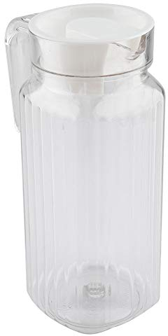 Yctze Juice Jugs Plastic Acrylic Bottle with Lid Jug Transparent Small Pitcher White Striped Water Ice Cold for Home Bar Fridge 800ml