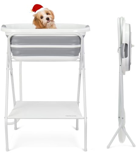 beberoad Vasca da bagno rialzata per cani e animali domestici, stazione di lavaggio per toelettatura, vasca da bagno pieghevole portatile per cani di piccola taglia, gatti, animali domestici, interni