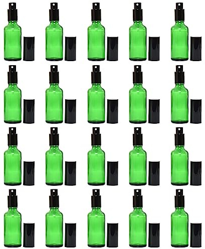 Uposao 20Pcs 20ml Flacon Spray Vide en Verre Vert, Kit Voyage Flacons À Brume Fine Nébuliseur en Verre Vide Brouillard Fin Réutilisable pour Huiles Essentielles, Fragrance, Aromathérapie, Pharmacie