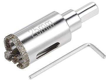 TOP-VIGOR 25mm Diamond Drill Bit Glass Hole Saw Set, Hollow Core Drill Bit with Spotting Drill Bit, Tile Hole Cutter Set Core Drill Bits Center Pilot for Ceramics Porcelain Tile Bottles Pots Brick