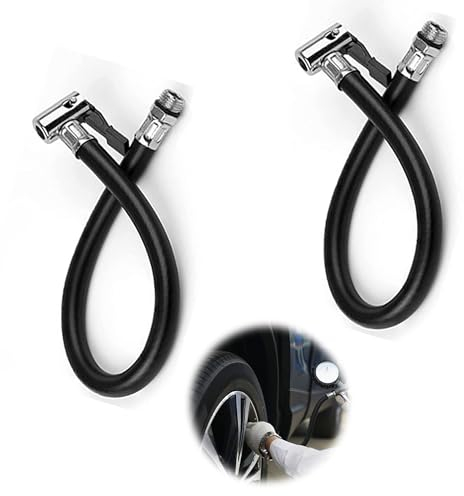 2Pcs Reifenfüller Schlauch Air Tool Flexibler Clip Gummi Air Rohr Ventilverlängerung Adapter Gummi Air Rohr Inflator Pumpe Schlauch Fahrrad Motorrad-Reifenfüller für alle Reifen mit Standardventilen