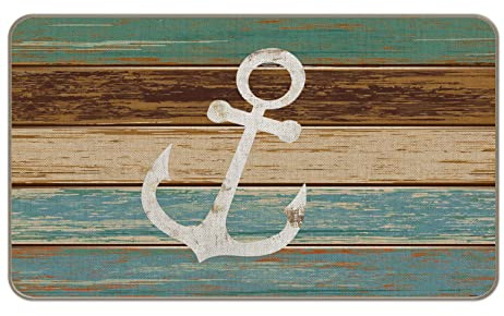 Ensound Anchor Sailor Lake House Nautical Entrance Door Mat 30x18 Inch Doormats Decor,Coastal Home Front Door Porch Outdoor Indoor Decorations