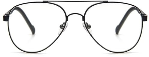 KoKoBin Vintage Metal Frame Reading Glasses Aviator Toad Frame Lens Anti Blue Light women Men Computer Reader (Black, 0)