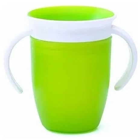 Gobelet D'entraînement pour bébé 240 Ml, Joint en Silicone, 360 Degrés, Doubles Poignées, Couleur Vive, Facile à Nettoyer, Matériau Sûr pour lesà Domicile (Vert gazon)