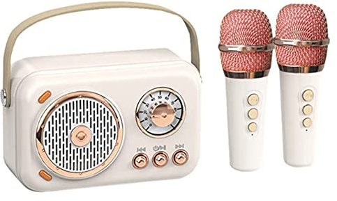 CENMEN Altoparlante Bluetooth Portatile con Set Microfono, Altoparlante Bluetooth Vintage con Impianto Karaoke Domestico ()