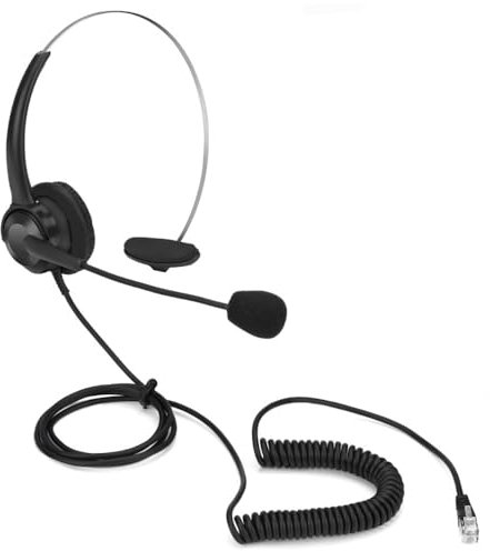 BE-TOOL Casque de téléphone avec microphone – Casque de téléphone fixe avec prise RJ11, casque antibruit pour téléphones de bureau Yealink Grandstream
