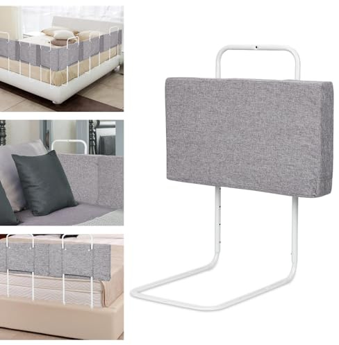 Ansobea 50x28cm Bettgitter Rausfallschutz Babybettgitter, Kinderbettgitter 5-Loch Höhenverstellbar, Bettschutzgitter für Kinderbetten und Familienbetten, Grau