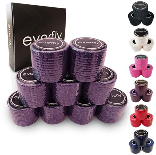 EVERFLY Tape Crossfit – 3 Rotoli da 5 cm x 4,5 m – Benda Elastica Coesiva Sportiva – Nastro Salvapelle – Cerotti Adesiva per Pesi - Bendaggi Autoadesiva Elastiche (9, Viola)