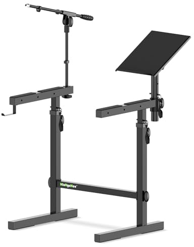 NiuNyuNeu multifunktionellt tangentbordsstativ med mikrofon och laptopstöd – slitstarkt pianostativ
