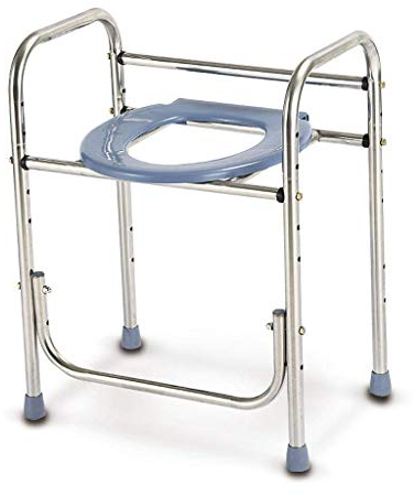 CRBUDY Robuster Duschstuhl mit Rückenlehne und Armlehnen, Gehhilfen für Senioren, Toilettensitz für Behinderte, extra breiter Toiletten-/Duschstuhl, Gehhilfe mit Rutschfester Beinauflage,